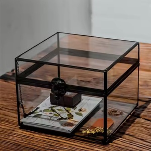 <b>Black</b> Color Brass & Glass Vintage Hand Crafted Custom Size Engraved Design Jewelry Storage <b>Box</b> Top Seller - Product Image 1
