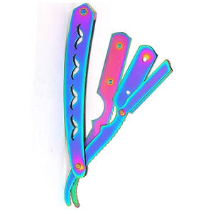 Titane bleu épilation manuelle rasage rasoirs en acier inoxydable rasoir de barbier droit simple bord coupe gorge rasoir droit - Product Image 2