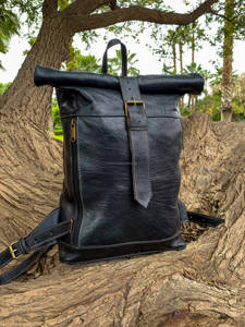 Sac à dos en cuir à rabat symétrique, design épuré, pour les amateurs de minimalisme, sac en cuir véritable LRTB-0149 - Product Image 6