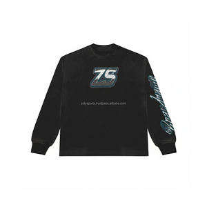 Sudadera de mezcla de algodón pesado GSM 320 de alta calidad, tela negra cómoda con sudadera básica con estampado de soplo - Product Image 1