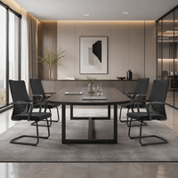 Chaise de conférence à dossier haut en maille, chaise de visiteur de bureau avec accoudoirs fixes en PP, base cantilever sur patins