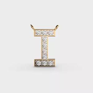 Incroyable pendentif en diamant en or 'I' pour femme avec un design unique en moissanite de Surat Ensemble de bijoux fins à la mode pour chaîne de fête - Product Image 3