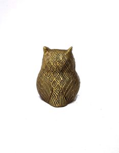 Idolo de Búho de Latón Antiguo Dorado para Remedios de Vastu, Antiguo - Product Image 5