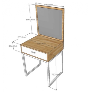 Mini Minimalist Dressing <b>Table</b> with Iron Legs BTD68010 Solid Wood and MDF Chest of Drawers for Living Room Oak Style - Product Image 5