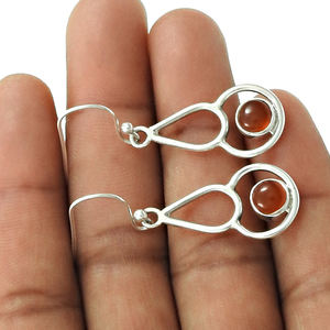 Pendientes elegantes de piedras preciosas cornalina Natural de Plata de Ley 925 de buena calidad superventas para mujer y niña, joyería hecha a mano India - Product Image 3