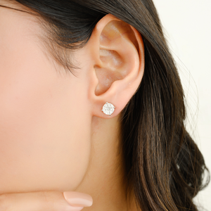 Bijoux de haute qualité princesse et marquise coupe diamant naturel boucles d'oreilles rondes bijoux minimaux solide or blanc 18 carats - Product Image 6