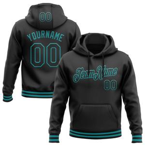 Directo de la industria al por mayor 3D bordado personalizado cosido negro verde azulado deportes pulóver Sudadera con capucha - Product Image 1