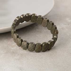 Bracciale in Pietra Naturale di Pirite con Taglio Largo - Product Image 2