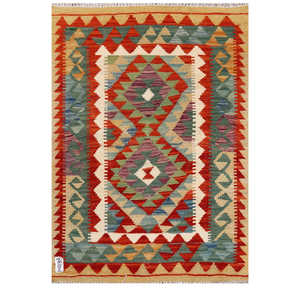 Alfombra Kilim de Maimana, Afganistán, 116 x 85 cm, Decoración de Pared - Product Image 1