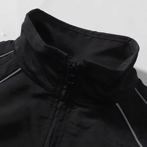 Pantalones Deportivos Personalizados, Estilo Retro, Holgados, Casuales, Negros, de Cintura Alta, para Hombre, Pierna Ancha, con Franja Reflectante, Cortavientos - Product Image 4