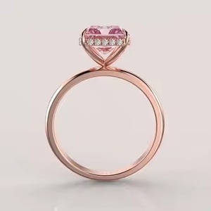 14K oro radiante corte Rosa laboratorio crecido diamante compromiso anillo Boda nupcial oculto Halo regalo anillos finos para mujeres - Product Image 3