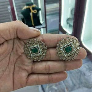 Top Fashion Trendy <b>Indian</b> Kundan Traditional Jhumka Earrings Vintage Water Drop Bell for Ladies Wedding Earring <b>Set</b> for Women - Product Image 1