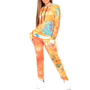 Mejor desgaste impreso sublimación chándal Tie Dye transpirable ligero 100% algodón Top Trending Tie Dye mujeres chándal - Product Image 1