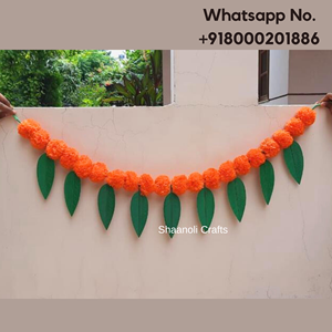 Guirnalda Artificial de caléndula con hoja de mango, guirnaldas de flores para decoración esponjosas Diwali, colgantes de puerta, diseños Toran - Product Image 2