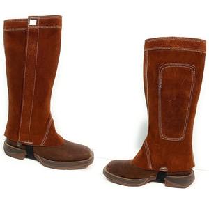 Demi chaps d'équitation de haute qualité Équipement en cuir de peau de vache Chaps en cuir véritable - Product Image 6