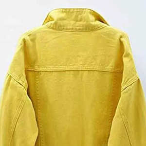 Chaquetas de algodón con cuello vuelto personalizadas para mujer, chaqueta vaquera recortada personalizada para mujer, chaqueta vaquera de alta calidad con bajo MOQ - Product Image 5