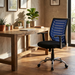 Modern Ergonomic Office Chair Adjustable Height Mesh Desk Chair Miami Blue/Black PP Swivel Chair for Office School Living <b>Room</b> - Product Image 4