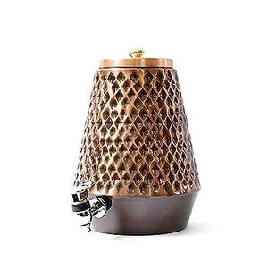 Conteneur à eau en cuivre unique et dernier cri avec couvercle, revêtement anti-corrosion, bouchon à ouverture par poussée-tirage pour la cuisine, la maison, l'hôtel et la restauration - Product Image 1