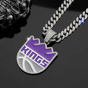 Pendentif Sacramento Kings unisexe en argent sterling 925 plaqué or 14 carats, serti de moissanite, style hip-hop, thème basket-ball, sport - Product Image 5