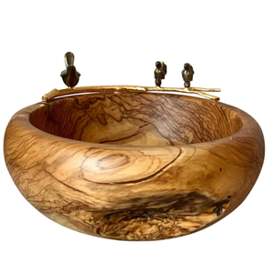 Tazón decorativo de mesa Tazón de forma redonda de madera Madera de calidad superior con detalles de metal Tazón Restaurante en precio asequible - Product Image 1