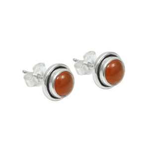 Top Selling Product in 2024 Natural Carnelian Gemstone Round Shape <b>Stud</b> Earrings for Woman 925 Sterling <b>Silver</b> Handmade Jewelry - Product Image 1