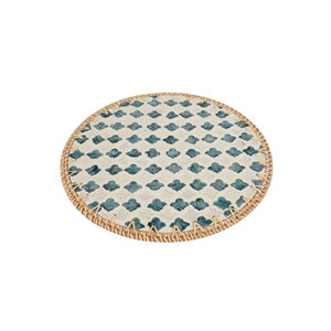 Napperons de service en nacre florale à bord en rotin écologique napperon rond MOP napperon personnalisable décor de table du Vietnam - Product Image 1