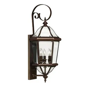 Outdoor Wall Lamp Garden Courtyard Vintage Wall Light Exterior Wall Mounted Lamp with Glass Shade