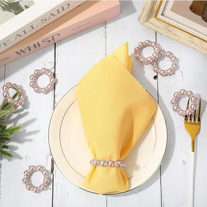 Rose Gold Pearl Beaded Napkin <b>Ring</b> Luxury Design <b>Stretched</b> Rhinestone Napkin <b>Ring</b> for Wedding Birthday Dinner Table Decoration - Product Image 4