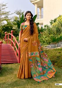 Última Colección de Saris de Algodón con Estilo Kalamkari, Pallu Latkan con Estampados Tradicionales para Mujer, Hecho en India - Product Image 2