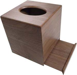 Caja de pañuelos de madera Soporte de pañuelos faciales de madera con detalles tallados a mano para sala de estar o dormitorio - Product Image 2