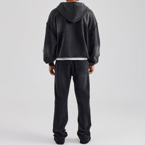 Survêtement en molleton de coton délavé à l'acide pour hommes, tissu extensible haute performance, vêtements de course, fabrication OEM/ODM en usine - Product Image 2