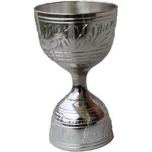 Mesure de cheville de jigger en laiton Capacité enduite de chrome-60 ml (2 oz) et 30 ml (1 oz) Mesure de cheville double face en relief - Product Image 1