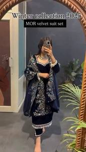 ชุดปาร์ตี้ออกแบบด้านบนด้านล่างและ dupatta กับด้ายและลำดับด้วยลูกไม้แฟนซี - Product Image 4