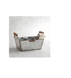 Organizador de cocina galvanizado grande con mango de madera fuerte, adecuado para picnics de granja, comedor al aire libre, Cocinas Rústicas - Product Image 2