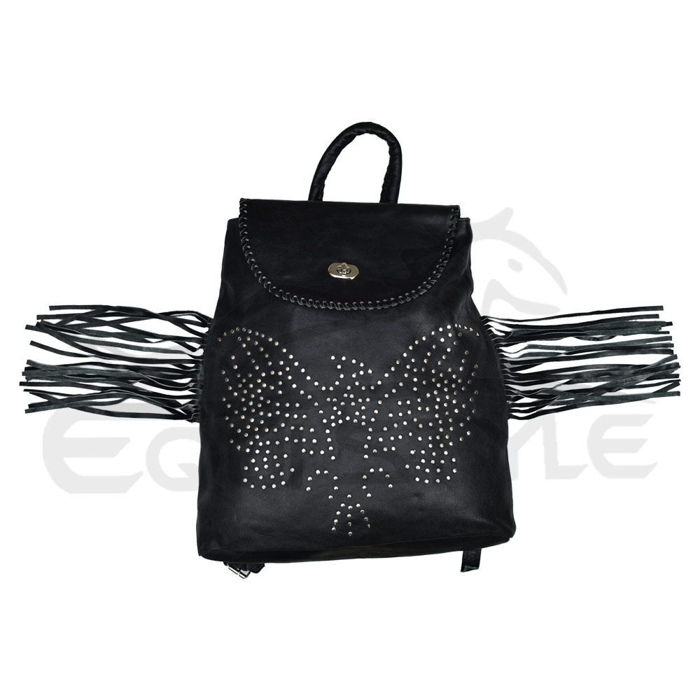 black leather fringe backpack purse Faux Mini Fringe Motorcycle Jacket Backpack