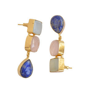 Boucles d'oreilles clous en laiton avec perles, vente en gros, bijoux en pierres précieuses authentiques, plaqué or poli, hypoallergénique, port sûr, vente en gros - Product Image 4