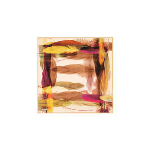 Beige Polyester <b>Square</b> <b>Scarf</b> with Feather Pattern - Product Image 1