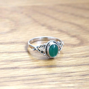 Anillo de Ónice Verde Natural Hecho a Mano en Plata de Ley 925, Joyería Minimalista con Piedras Preciosas para Mujer, Regalo de Cumpleaños, Precio al por Mayor - Product Image 1