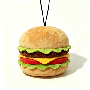 Customized Hamburger Plush Pouch Burger-Shaped Coin Purse PP Cotton Filling Fast-Food-Themed Unisex Zipper Bag for Halloween - Product Image 3
