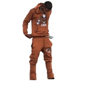 2025 Flare Jogging costume bas MOQ2-Piece français Terry à capuche pantalon ensemble Gym athlétique vêtements survêtements hommes femmes grande taille - Product Image 1