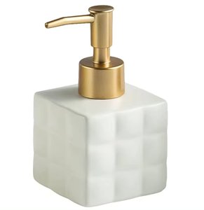 Dispensador de jabón de cubo cuadrado, dispensador de jabón de espuma elegante hecho de mármol blanco para uso en el baño del hogar y el baño del hotel - Product Image 1