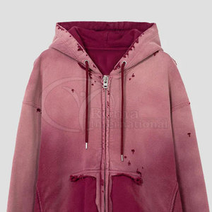 เสื้อฮู้ดดี้ผู้ชายสไตล์วินเทจฟอกสีแบบขายส่ง ทรงโอเวอร์ไซส์ สตรีทแวร์  รับสกรีนโลโก้ - Product Image 4