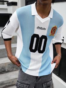 <span class=keywords><strong>Jersey</strong></span> Personalizado ODM para Hombre, Estilo Argentino, Rayas Azules y Blancas, Tejido Transpirable, Verano, Manga Corta, Talla Grande - Product Image 5