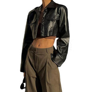 Chaquetas de Cuero Cortas para Mujer, Chaqueta Ligera de Moda, Chaquetas de Cuero Cortas Modernas para Mujer - Product Image 3