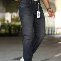 Jeans de Hombre Slim Fit Rectos, Ecológicos, Vintage, Casuales, Elásticos, de Cintura Media, de Mezclilla Gruesa, con Parches y Efecto Desgastado