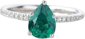 Bague pour femme émeraude naturelle et pierre précieuse CZ mai pierre de naissance noël minimal minuscule bijoux faits à la main bague en argent sterling 925 - Product Image 3