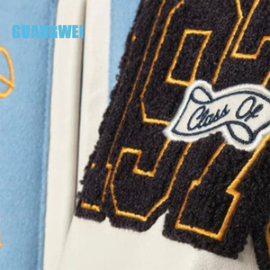 جاكيت رجالي قابل للتخصيص من نوع ليترمان فارسيتي قابل للارتداء على الوجهين مصنوع من الصوف مع أكمام من الجلد الصناعي وتطريز حسب الطلب - Product Image 4