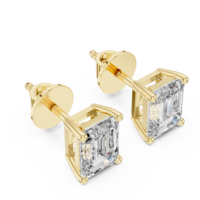 Pendientes de Plata de Ley 925 con Diamante de Corte Esmeralda de 0.50ct Cultivado en Laboratorio, Diseño de 4 Puntas, para Compromiso, Boda, Fiesta, Regalo, Uso Diario