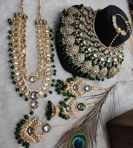 Royal Blue Classic Stainless Steel Women's Bridal Anniversary Set with Tikka Necklace Earrings Choker in Silver Plated - Product Image 3