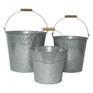 Distressed galvanized steel <b>planter</b> bucket for artistic <b>herb</b> displays or rustic farmhouse decor inspiration - Product Image 5